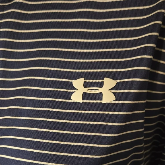 Under Armour Men's Blue and White Striped Polo - Picture 3 of 5